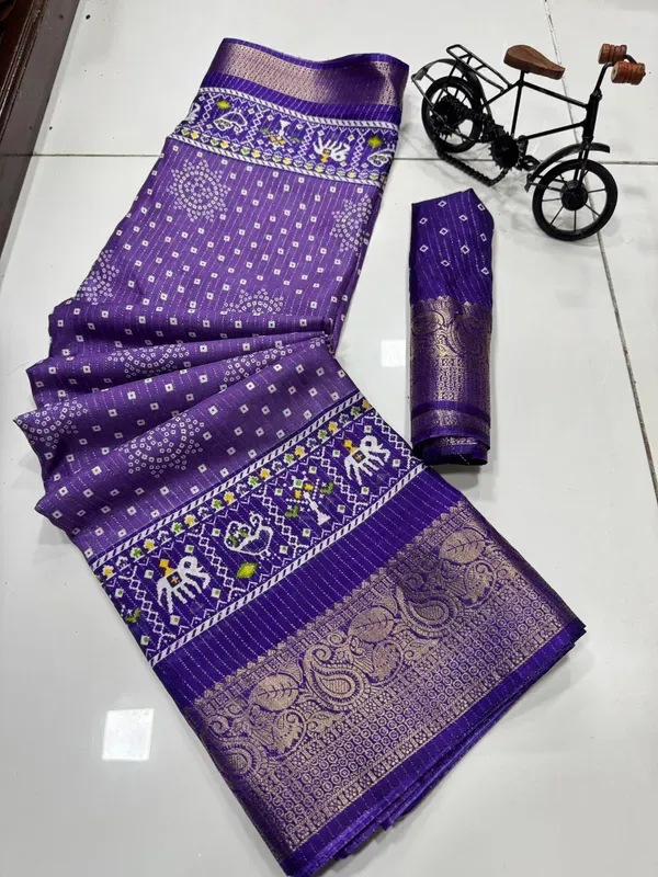 Lovender_Dola_Silk_Saree_With_Unstitched_Blouse_For_Women