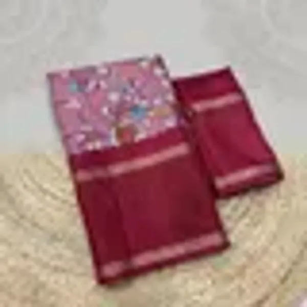Brown_Cotton_Chex_Saree_With_Unstitched_Blouse_For_Women