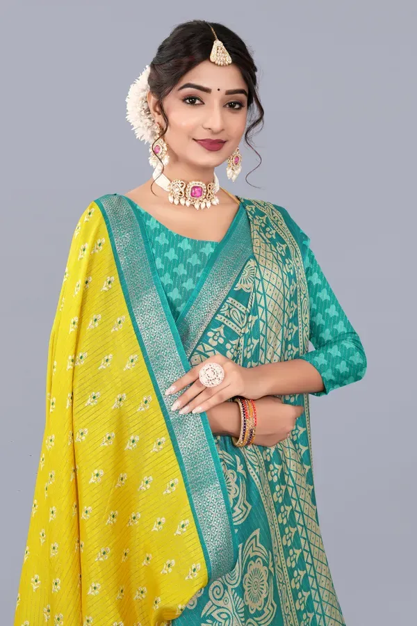 Yellow_Dola_Silk_Saree_With_Unstitched_Blouse_For_Women