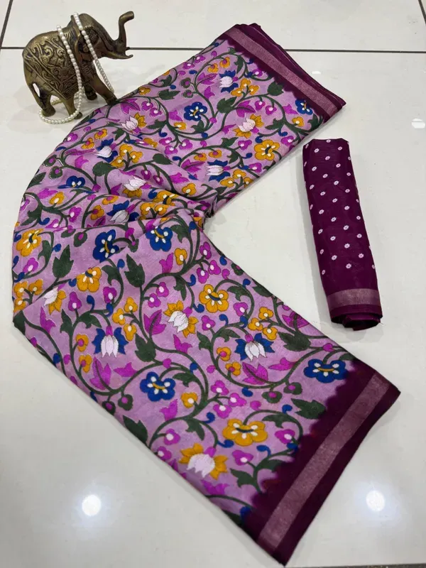 Pink_Malmal_Cotton_Saree_With_Unstitched_Blouse_For_Women