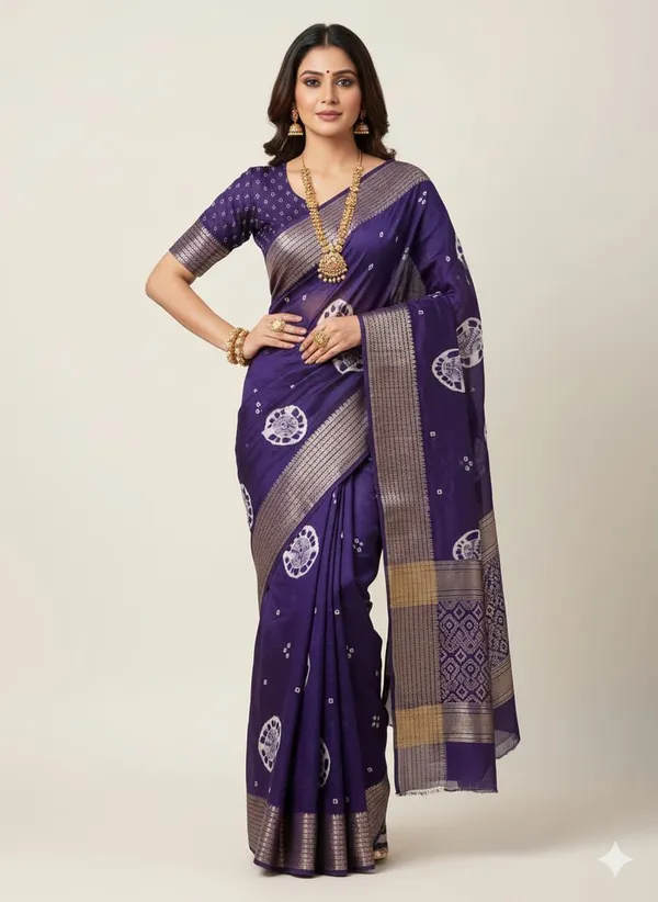 Purple_Georgette_Saree_With_Unstitched_Blouse_For_Women