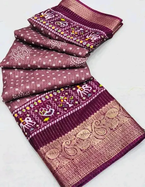 Wine_Dola_Silk_Saree_With_Unstitched_Blouse_For_Women