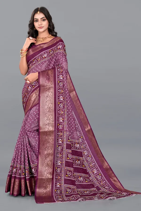Wine_Dola_Silk_Saree_With_Unstitched_Blouse_For_Women
