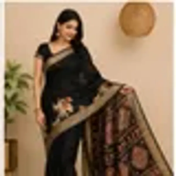 Wine_Georgette_Foil_Saree_With_Unstitched_Blouse_For_Women