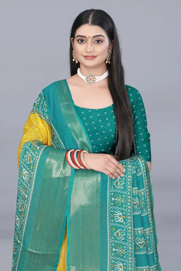 Yellow_Dola_Silk_Saree_With_Unstitched_Blouse_For_Women