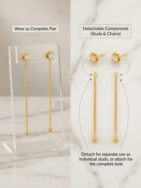 Gold_Bronze_Cz_White_Stone_2-In-1_Drop_Earrings_For_Women