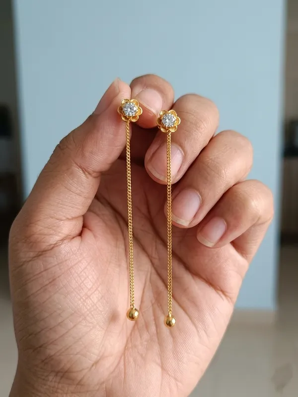Gold_Bronze_Cz_White_Stone_2-In-1_Drop_Earrings_For_Women