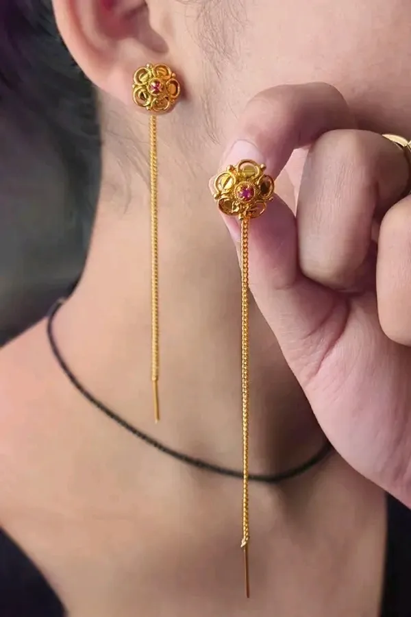 Gold_Bronze_Flower_Sui_Dhaga_Earrings_For_Women