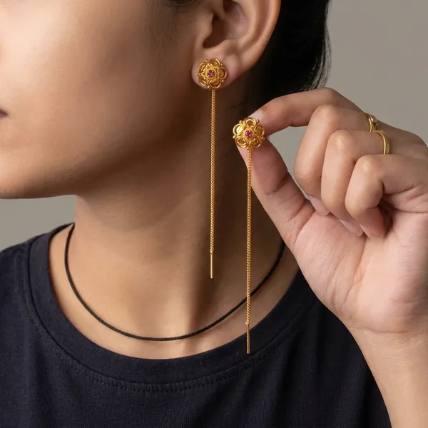 Gold_Bronze_Flower_Sui_Dhaga_Earrings_For_Women