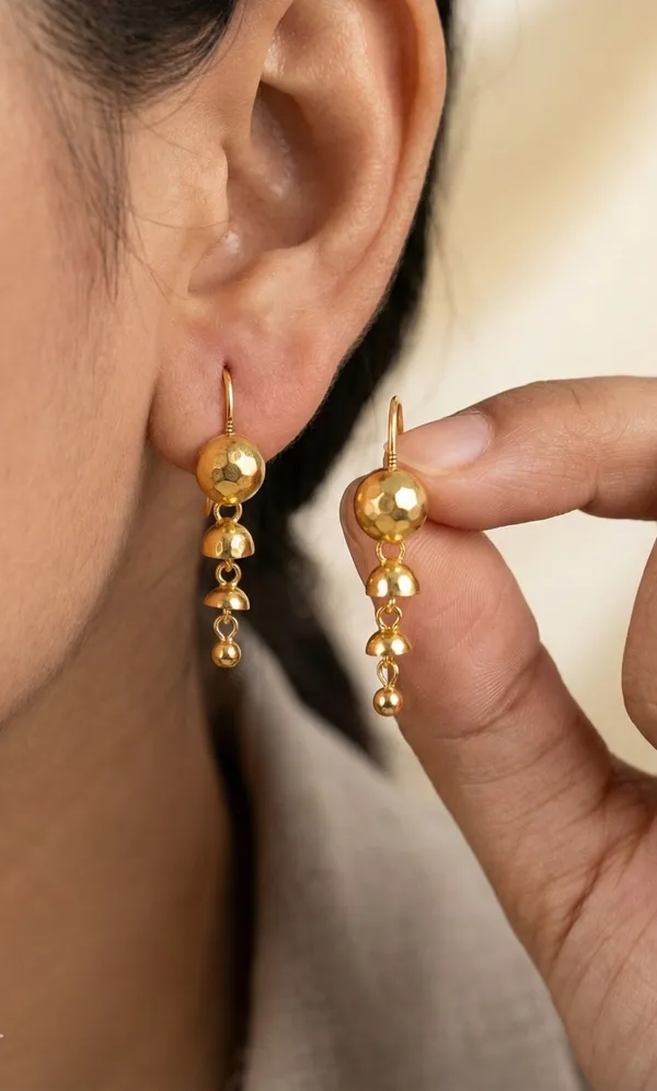 Gold_Bronze_Three_Layer_Drop_Earrings_For_Women