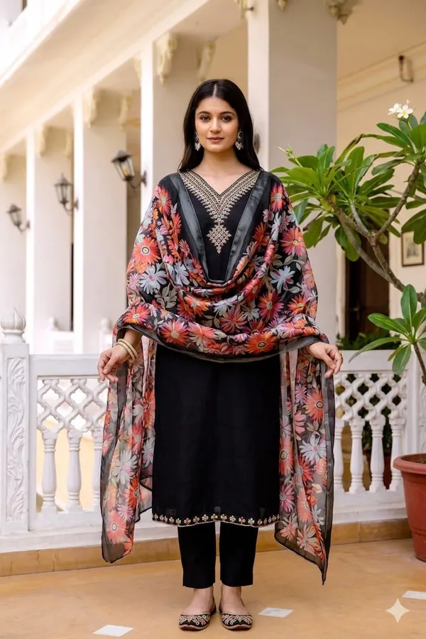 Black_Rayon_Embroidered_Straight_Kurta_Set_For_Women