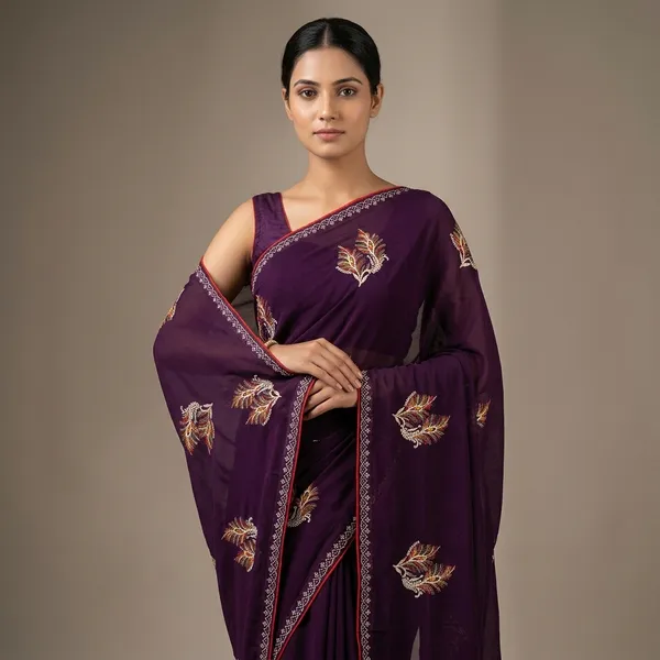 Purple_Silk_Embroidered_Feather_Motif_Saree_For_Women