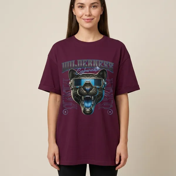 Maroon_Cotton_Oversized_Wilderness_Graphic_Print_T-Shirt_For_Unisex