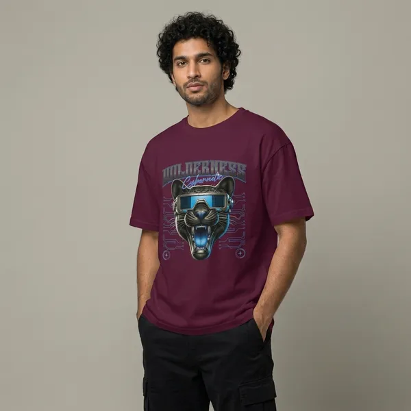 Maroon_Cotton_Oversized_Wilderness_Graphic_Print_T-Shirt_For_Unisex