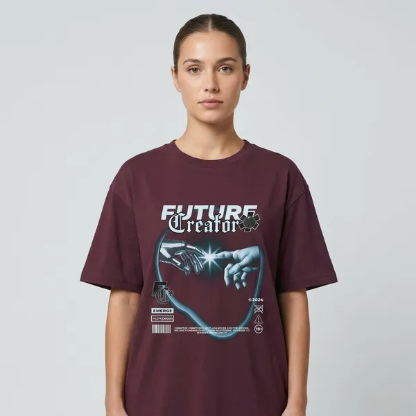 Maroon_Cotton_Oversized_Graphic_Print_T-Shirt_For_Unisex