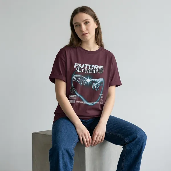 Maroon_Cotton_Oversized_Graphic_Print_T-Shirt_For_Unisex