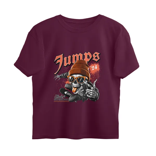 Burgundy_Cotton_Oversized_Skull_Graphic_Print_T-Shirt_For_Unisex