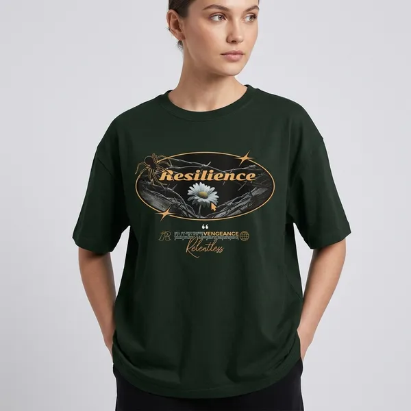 Dark_Green_Cotton_Oversized_Graphic_Print_T-Shirt_For_Unisex