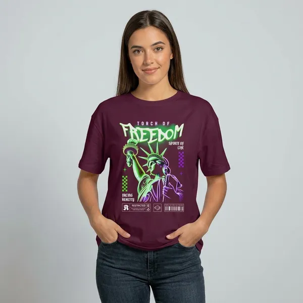 Maroon_Cotton_Oversized_Liberty_Graphic_Print_T-Shirt_For_Unisex
