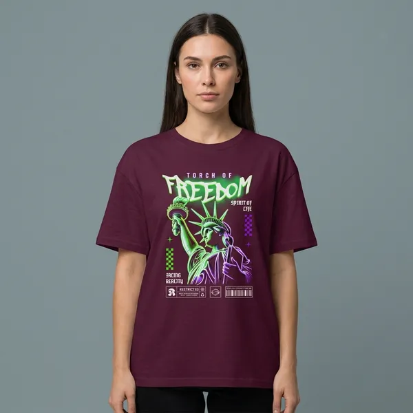 Maroon_Cotton_Oversized_Liberty_Graphic_Print_T-Shirt_For_Unisex