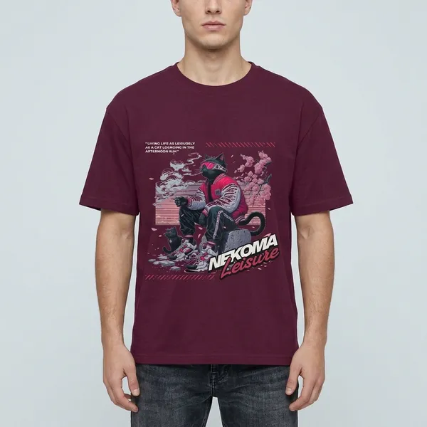 Burgundy_Cotton_Oversized_Graphic_Print_T-Shirt_For_Unisex