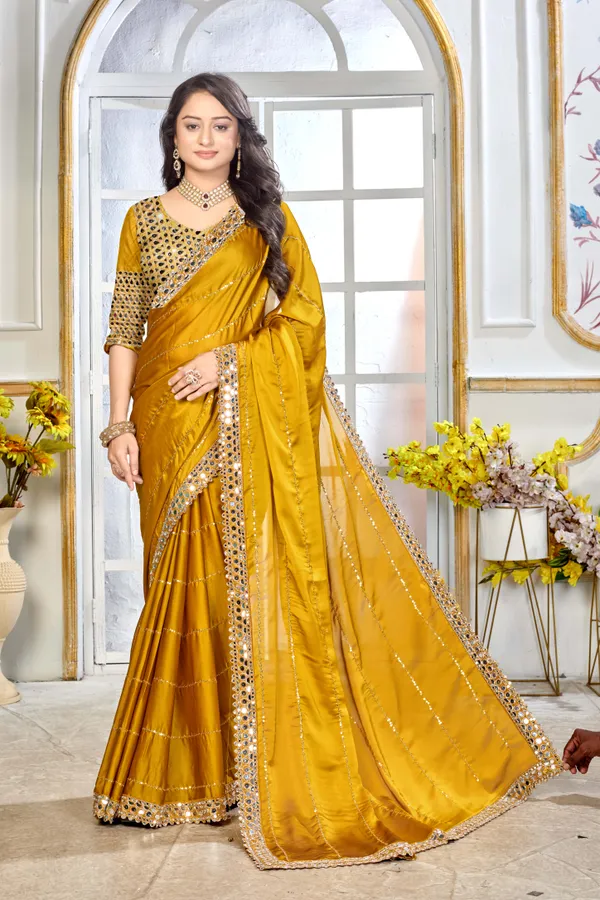 Satin_Silk_Saree_With_Exquisite_Mirror_Work_And_Matching_Blouse_Piece