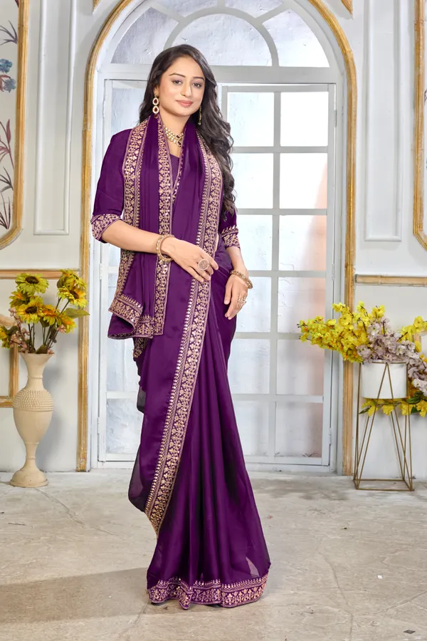 Satin_Silk_Saree_With_Sequenced_Bordered_Saree_With_Unstiched_Blouse