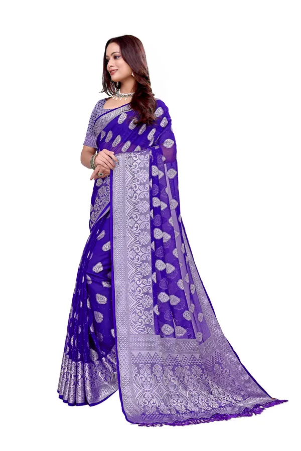 Georgette_Saree_Floral_Pattern_With_Blouse_Piece
