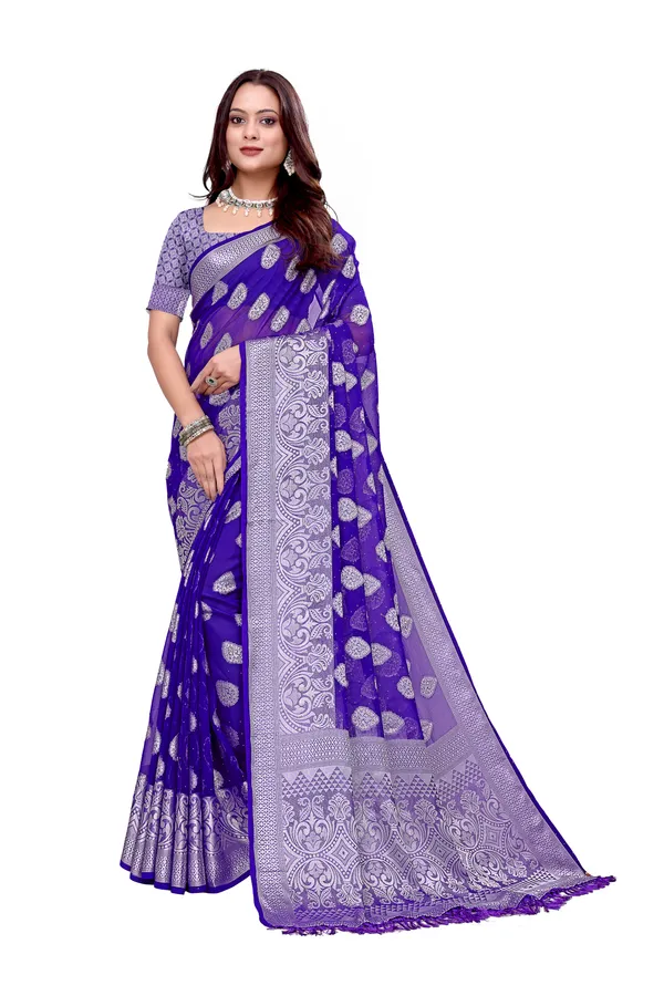 Georgette_Saree_Floral_Pattern_With_Blouse_Piece