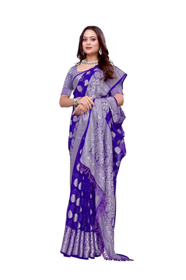 Georgette_Saree_Floral_Pattern_With_Blouse_Piece