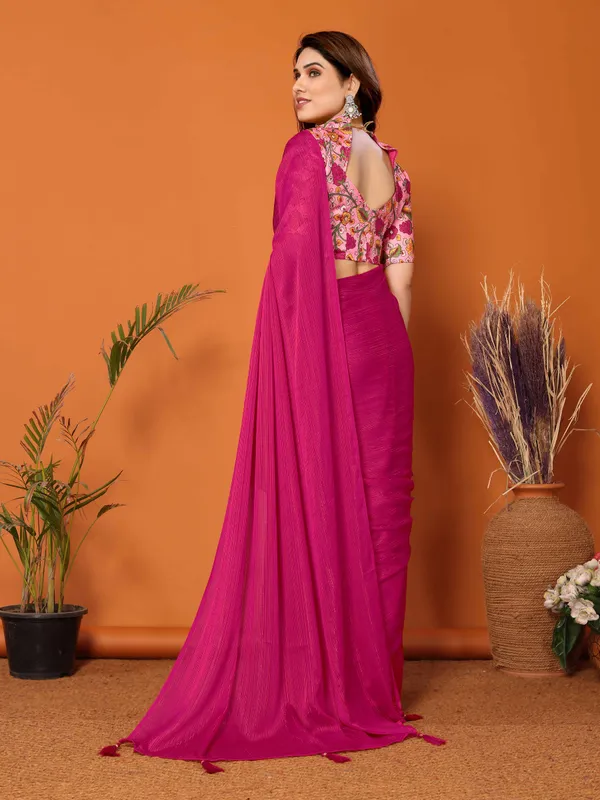 Chiffon_Plain_Saree_With_Kalamkari_Digital_Print_Blouse