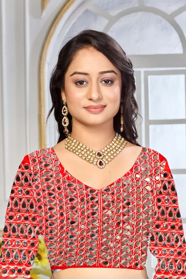 Georgette_Saree_With_Heavy_Mirror_Work_And_Sequence_With_Matching_Blouse_Piece