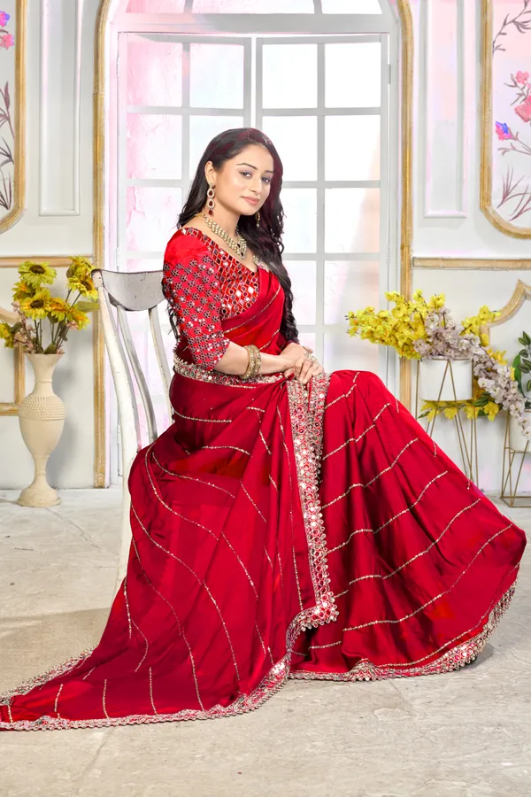 Satin_Silk_Saree_With_Exquisite_Mirror_Work_And_Matching_Blouse_Piece