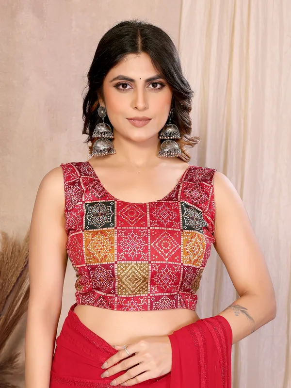 Georgette_Saree_Kaju_Patta_Pattern_Unstitched_Banglory_Print_Foil_Blouse