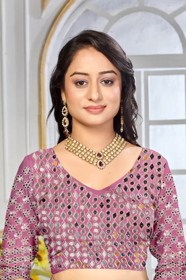 Georgette_Saree_With_Heavy_Mirror_Work_And_Sequence_With_Matching_Blouse_Piece