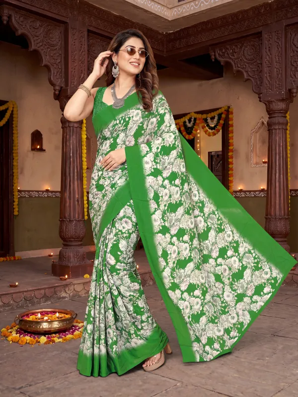 Tussar_Silk_Saree_Digital_Printed_Floral_Pattern_With_Running_Blouse_Piece