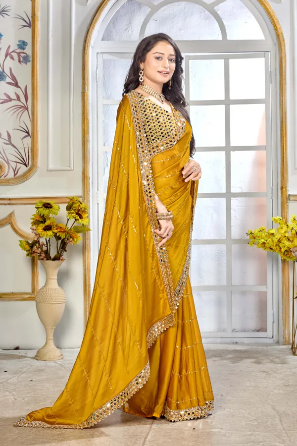 Satin_Silk_Saree_With_Exquisite_Mirror_Work_And_Matching_Blouse_Piece