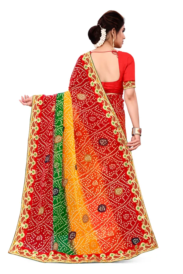 Georgette_Saree_Bandhani_Pattern_Fancy_Lace_Printed_Saree