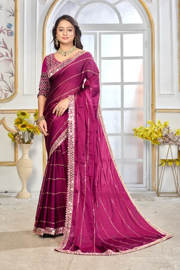 Satin_Silk_Saree_With_Exquisite_Mirror_Work_And_Matching_Blouse_Piece