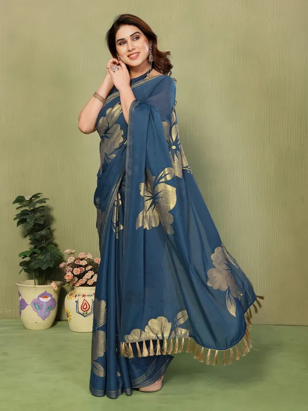 Star_Georgette_Foil_Print_Saree_With_Zalar_Lace