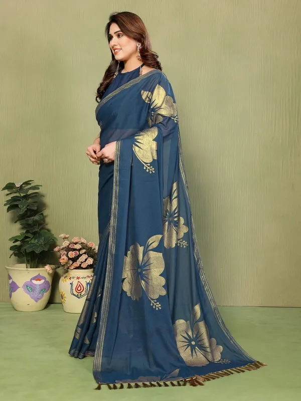 Star_Georgette_Foil_Print_Saree_With_Zalar_Lace