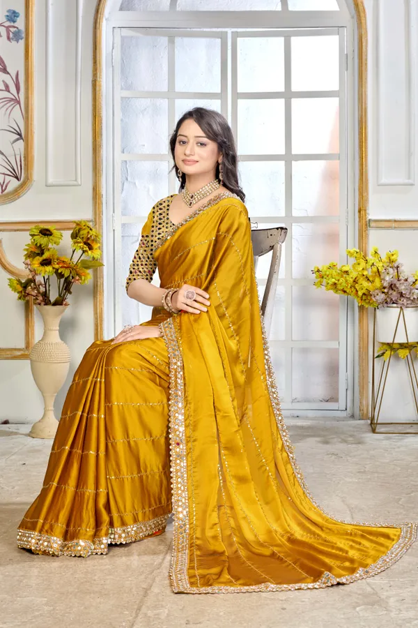 Satin_Silk_Saree_With_Exquisite_Mirror_Work_And_Matching_Blouse_Piece