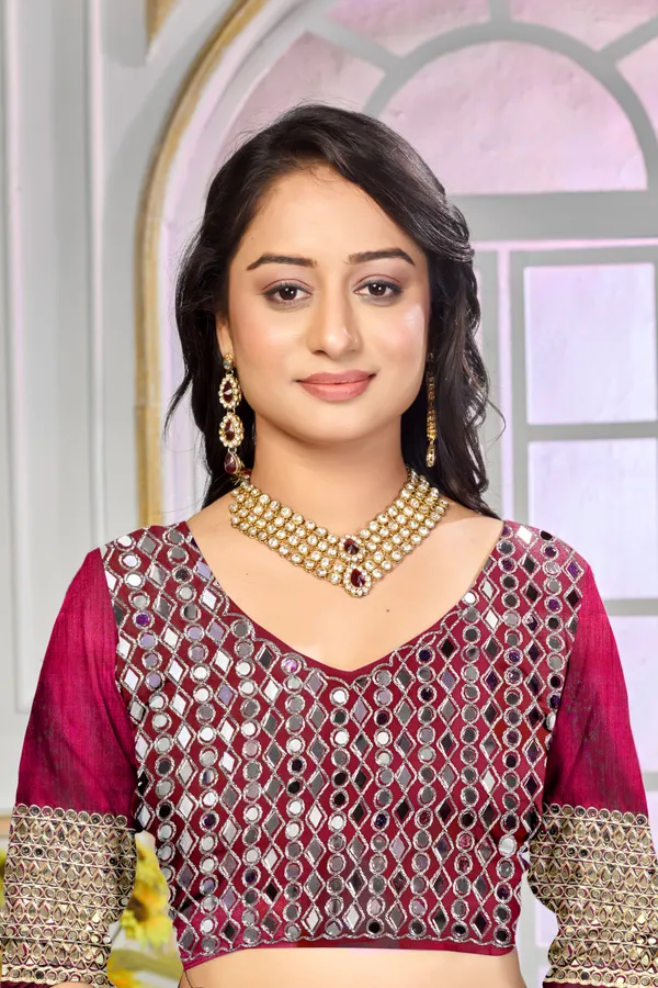 Georgette_Saree_With_Heavy_Mirror_Work_And_Sequence_With_Matching_Blouse_Piece