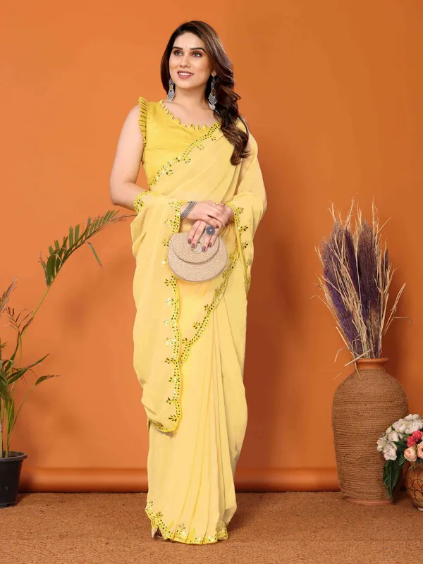 Women's_Georgette_Plain_Mirror_Work_Party_Wear_Sarees_With_Blouse_Piece