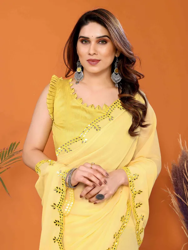 Women's_Georgette_Plain_Mirror_Work_Party_Wear_Sarees_With_Blouse_Piece