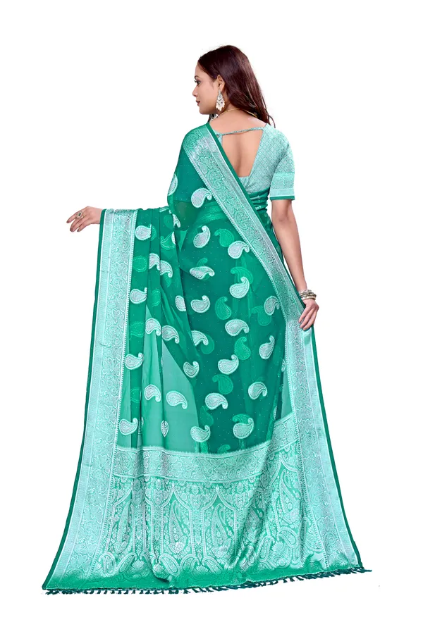 Georgette_Saree_Paisley_Pattern_With_Blouse_Piece