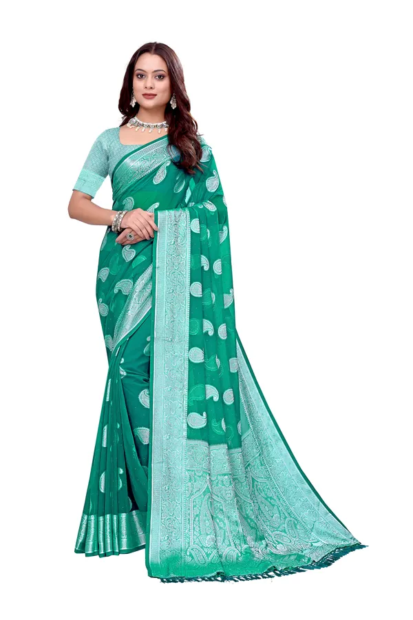 Georgette_Saree_Paisley_Pattern_With_Blouse_Piece