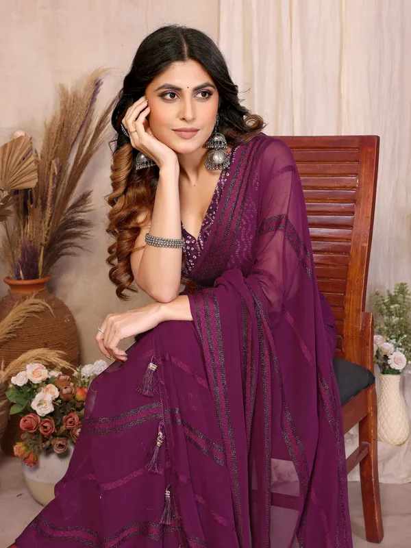 Georgette_Saree_Kaju_Patta_Pattern_Unstitched_Banglory_Print_Foil_Blouse
