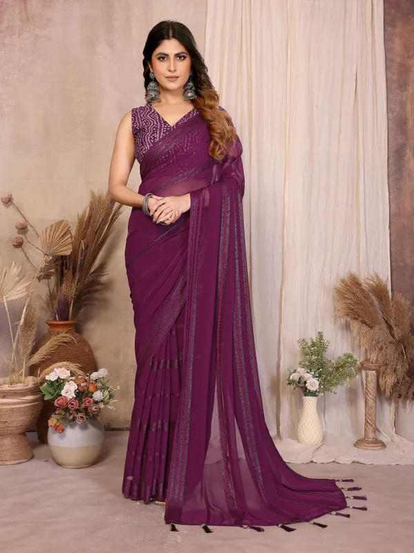 Georgette_Saree_Kaju_Patta_Pattern_Unstitched_Banglory_Print_Foil_Blouse