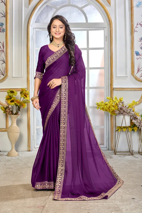 Satin_Silk_Saree_With_Sequenced_Bordered_Saree_With_Unstiched_Blouse
